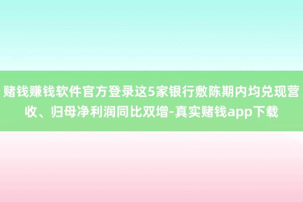赌钱赚钱软件官方登录这5家银行敷陈期内均兑现营收、归母净利润同比双增-真实赌钱app下载